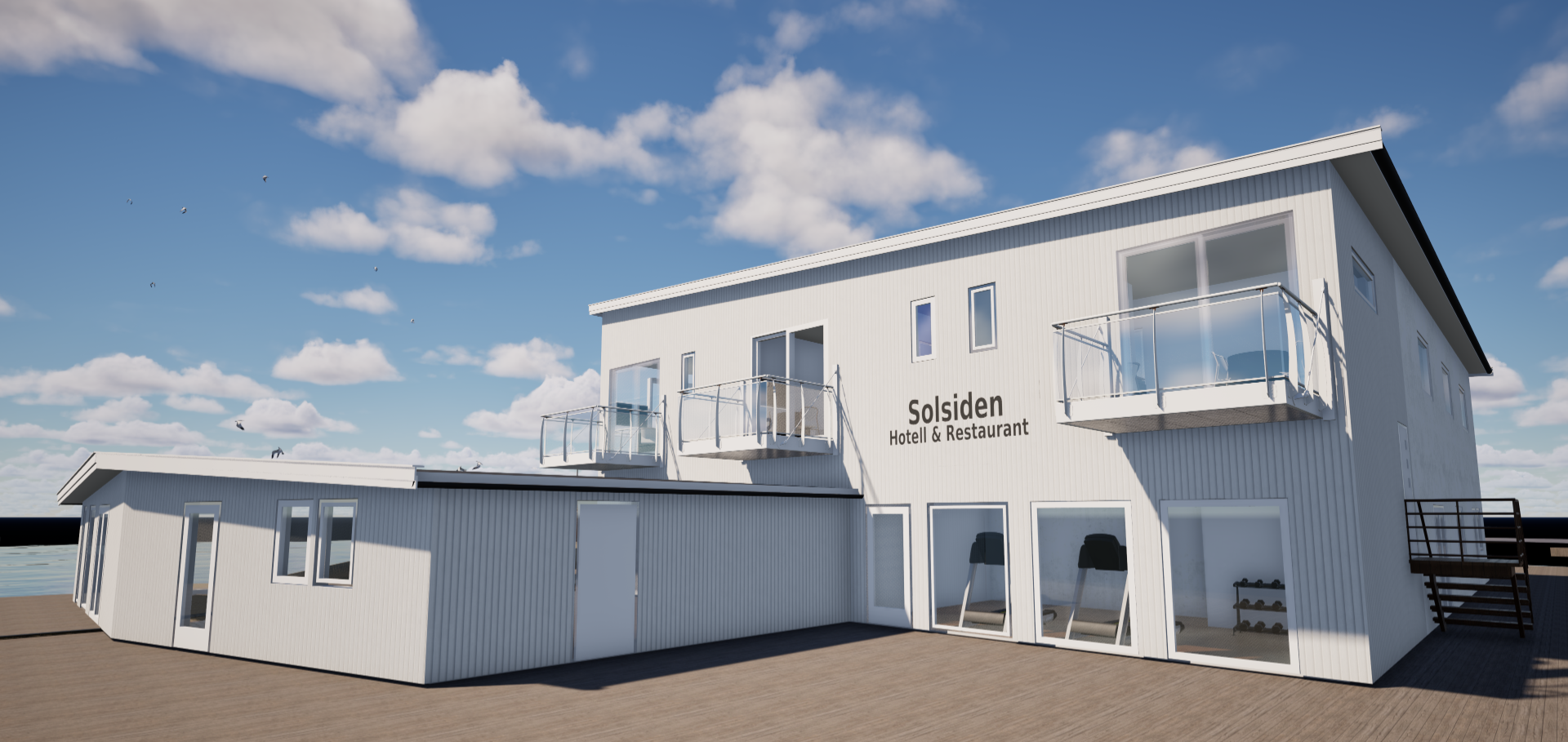 3D-visualisering av planlagt ombygging av eksisterende hotell